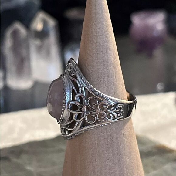 Galilea Rose Quartz Ring Set In Rhodium Over Sterling Silver 9ctw - Picture 6 of 9